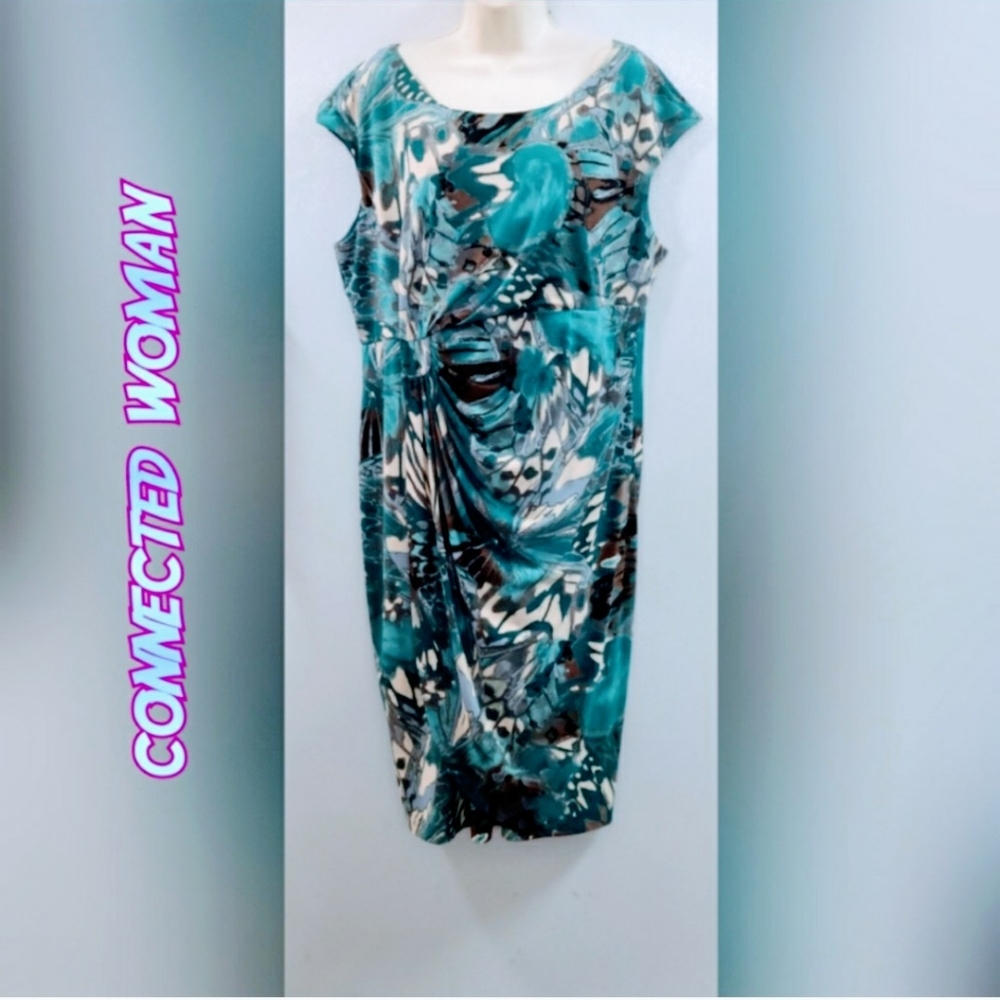 CONNECTED WOMAN ABSTRACT PRINT WRAP DRESS NWT